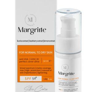 فلوئید ضد آفتاب ساده حجم 50 میلی لیتر SPF50+ مارگریت پوست چرب