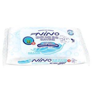 دستمال مرطوب پاک کننده دست و صورت 10 عددی نینو