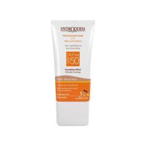 کرم ضد آفتاب فاقد چربی 2In1 هیدرودرم SPF50 حجم 40 میلی لیتر - بژ طبیعی